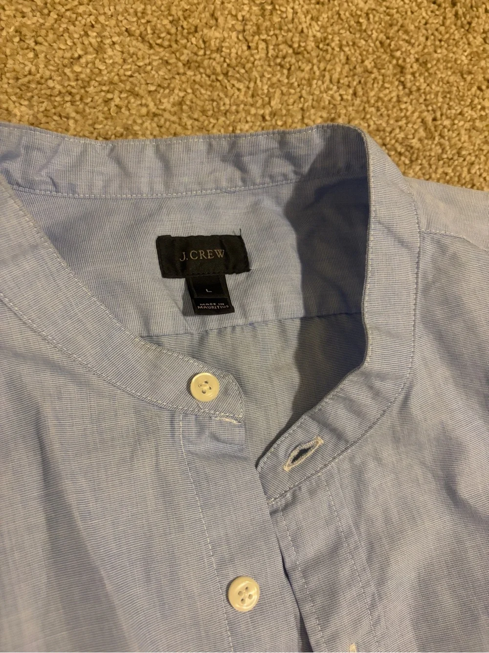 J. Crew Light Blue Band-Collar Shirt